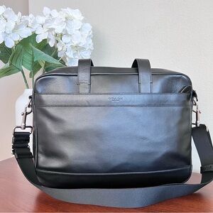Coach Leather Laptop Bag Briefcase with detachable shoulder strap Black